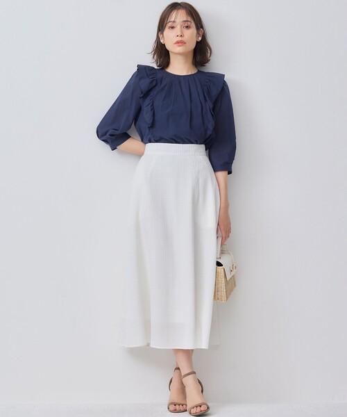 【セール】ステッチストライプドビー フレアスカート（スカート）｜組曲（クミキョク）
