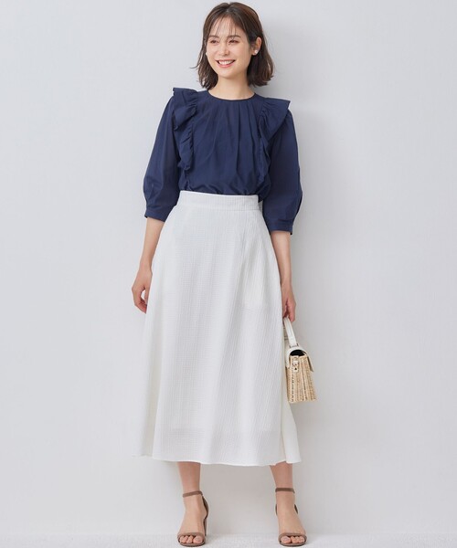【セール】ステッチストライプドビー フレアスカート（スカート）｜組曲（クミキョク）