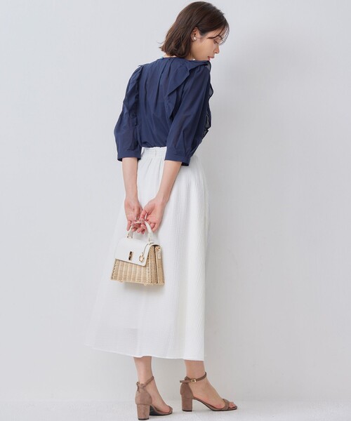 【セール】ステッチストライプドビー フレアスカート（スカート）｜組曲（クミキョク）