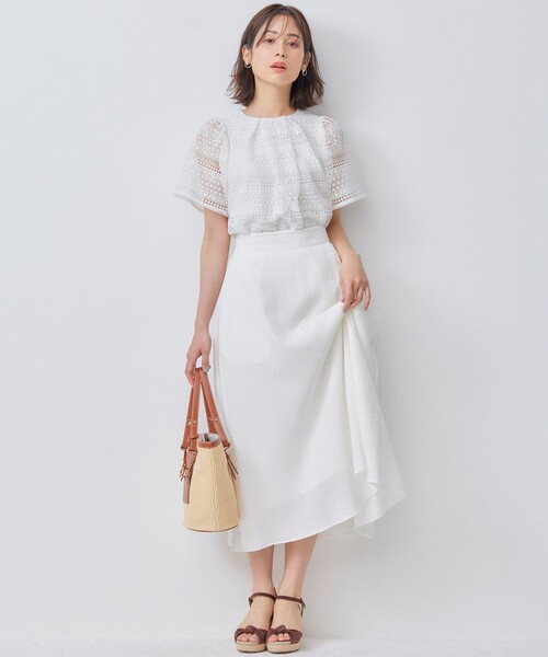 【セール】ステッチストライプドビー フレアスカート（スカート）｜組曲（クミキョク）