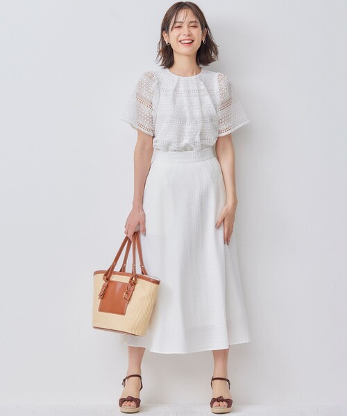 【セール】ステッチストライプドビー フレアスカート（スカート）｜組曲（クミキョク）