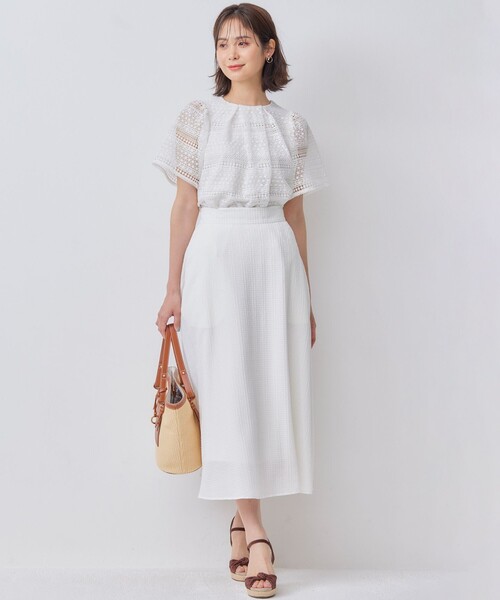 【セール】ステッチストライプドビー フレアスカート（スカート）｜組曲（クミキョク）