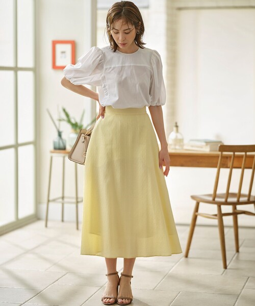 【セール】ステッチストライプドビー フレアスカート（スカート）｜組曲（クミキョク）