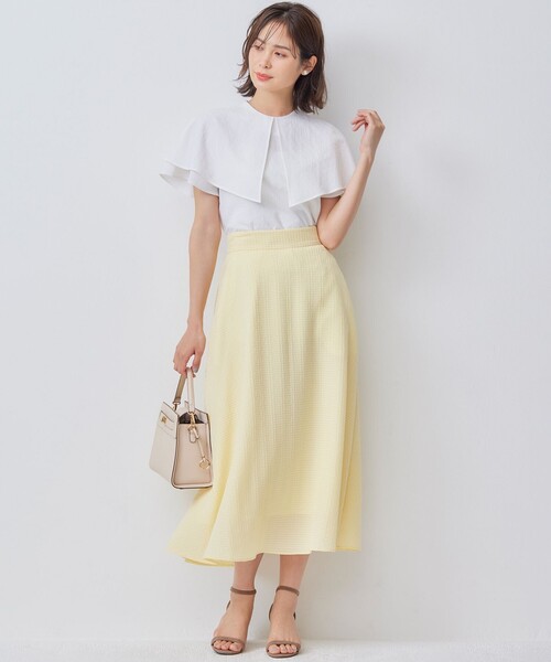 【セール】ステッチストライプドビー フレアスカート（スカート）｜組曲（クミキョク）