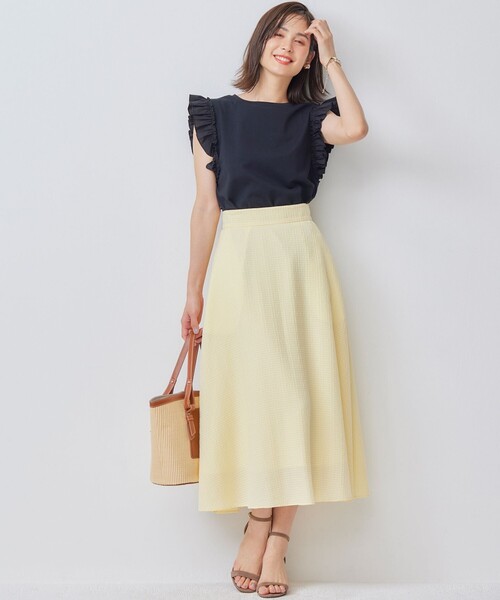 【セール】ステッチストライプドビー フレアスカート（スカート）｜組曲（クミキョク）