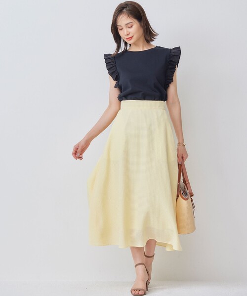 【セール】ステッチストライプドビー フレアスカート（スカート）｜組曲（クミキョク）