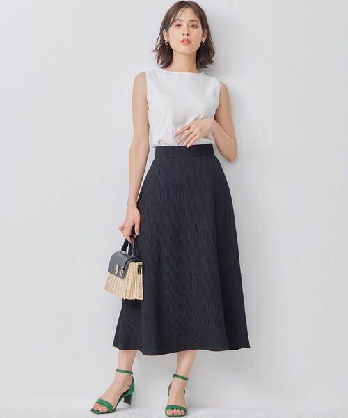 【セール】ステッチストライプドビー フレアスカート（スカート）｜組曲（クミキョク）