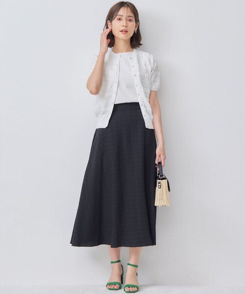 【セール】ステッチストライプドビー フレアスカート（スカート）｜組曲（クミキョク）