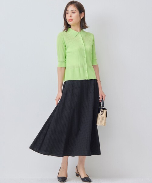 【セール】ステッチストライプドビー フレアスカート（スカート）｜組曲（クミキョク）