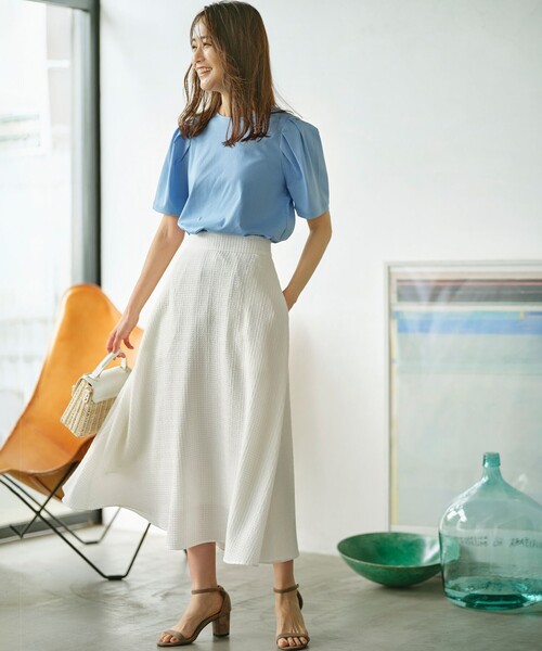 【セール】ステッチストライプドビー フレアスカート（スカート）｜組曲（クミキョク）