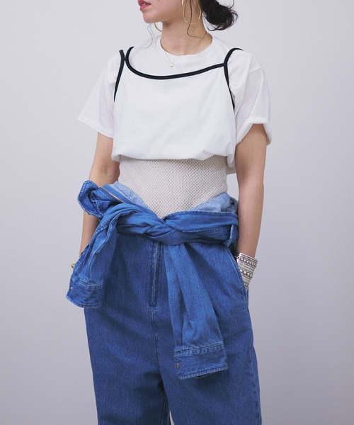 oll(オール)の「Piping multi way Tee(Tシャツ/カットソー・レディース・ベージュ/ホワイト/ブラック・FREE)」の2枚目の写真