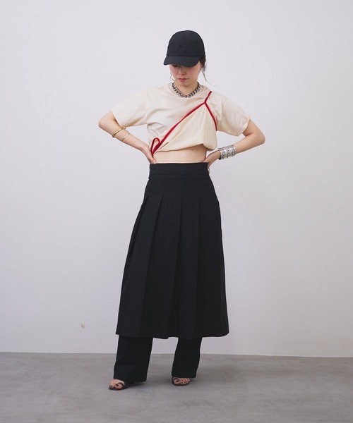 oll(オール)の「Piping multi way Tee(Tシャツ/カットソー・レディース・ベージュ/ホワイト/ブラック・FREE)」の10枚目の写真