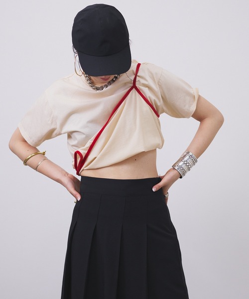 oll(オール)の「Piping multi way Tee(Tシャツ/カットソー・レディース・ベージュ/ホワイト/ブラック・FREE)」の13枚目の写真