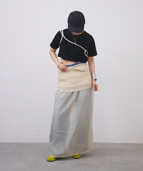 oll(オール)の「Piping multi way Tee(Tシャツ/カットソー・レディース・ベージュ/ホワイト/ブラック・FREE)」の21枚目の写真