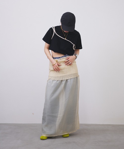 oll(オール)の「Piping multi way Tee(Tシャツ/カットソー・レディース・ベージュ/ホワイト/ブラック・FREE)」の22枚目の写真