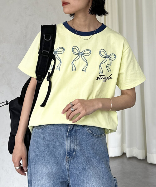 CPCM(シーピーシーエム)の「アソート刺繍T(Tシャツ/カットソー・レディース・ピンク/ネイビー/ホワイト/ホワイト系その他/ブラック系その他/チャコールグレー/オフホワイト/レモンイエロー/ブラック/グレイッシュベージュ/ブラック系その他2・SMALL/MEDIUM)」の10枚目の写真