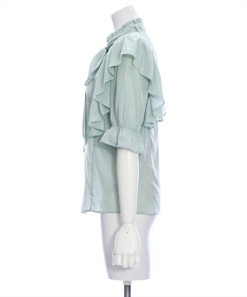 clear（クリア）の「ボウタイフリル半袖ブラウス≪2024SS≫（シャツ/ブラウス・レディース・オフホワイト/ピンク/ミント・F）」の6枚目の写真