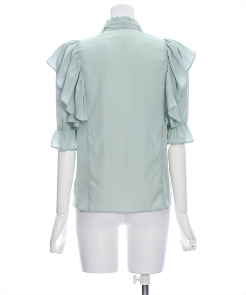 clear（クリア）の「ボウタイフリル半袖ブラウス≪2024SS≫（シャツ/ブラウス・レディース・オフホワイト/ピンク/ミント・F）」の4枚目の写真