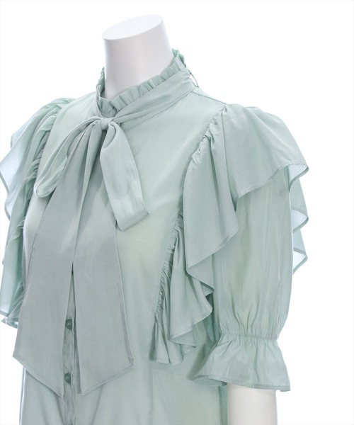 clear（クリア）の「ボウタイフリル半袖ブラウス≪2024SS≫（シャツ/ブラウス・レディース・オフホワイト/ピンク/ミント・F）」の11枚目の写真