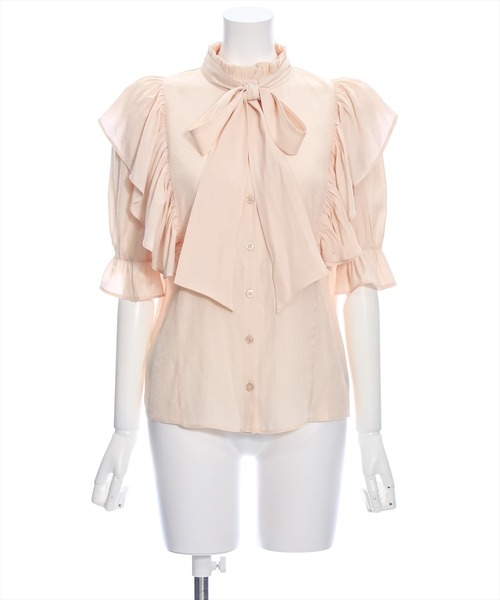 clear（クリア）の「ボウタイフリル半袖ブラウス≪2024SS≫（シャツ/ブラウス・レディース・オフホワイト/ピンク/ミント・F）」の19枚目の写真