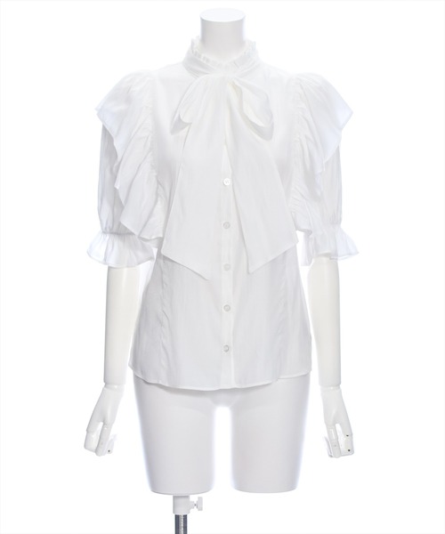 clear（クリア）の「ボウタイフリル半袖ブラウス≪2024SS≫（シャツ/ブラウス・レディース・オフホワイト/ピンク/ミント・F）」の20枚目の写真