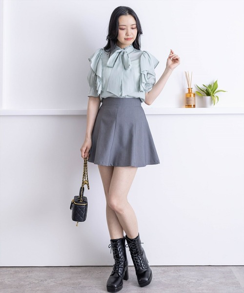 clear（クリア）の「ボウタイフリル半袖ブラウス≪2024SS≫（シャツ/ブラウス・レディース・オフホワイト/ピンク/ミント・F）」の13枚目の写真