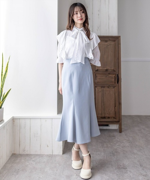 clear（クリア）の「ボウタイフリル半袖ブラウス≪2024SS≫（シャツ/ブラウス・レディース・オフホワイト/ピンク/ミント・F）」の17枚目の写真