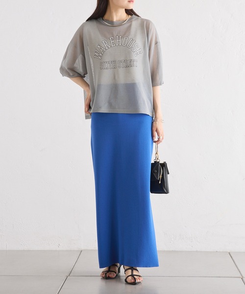 PUAL CE CIN（ピュアルセシン）の「ロゴプリントハーフスリーブシアーニット（ニット/セーター・レディース・グレー/ベージュ/アイボリー・FREE）」の20枚目の写真