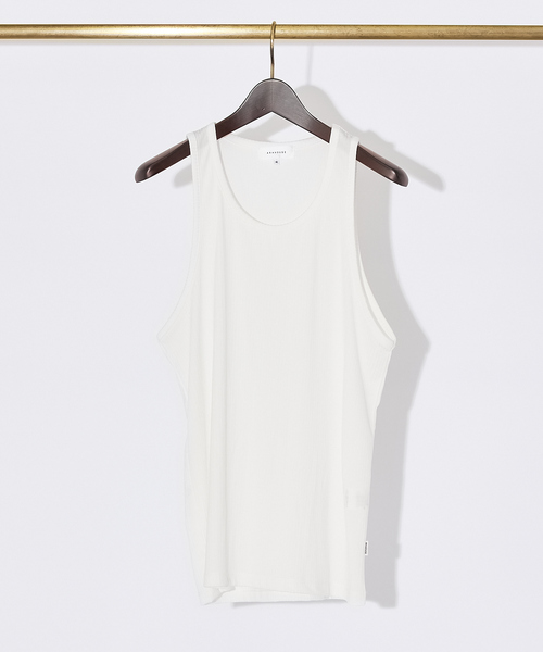 ABAHOUSE（アバハウス）の「【クルーネック】ストレッチテレコ タンクトップ（タンクトップ・メンズ・ホワイト/チャコールグレー/ブルー/セージグリーン/ブラック・46/48）」の2枚目の写真