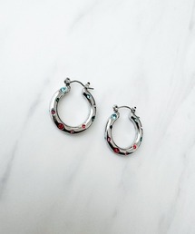 ラウンドメタルビジューピアス