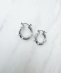 ラウンドメタルビジューピアス