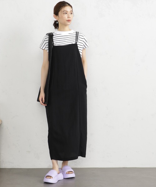 FOUND GOOD（ファウンドグッド）の「Iラインキャミワンピ（ワンピース・レディース・グリーン系5/ブラウン系5/ブラック/アイボリー・S/M/L）」の3枚目の写真