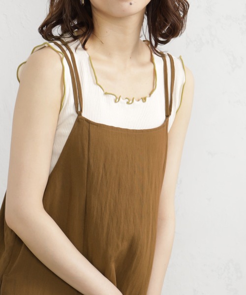 FOUND GOOD（ファウンドグッド）の「Iラインキャミワンピ（ワンピース・レディース・グリーン系5/ブラウン系5/ブラック/アイボリー・S/M/L）」の10枚目の写真