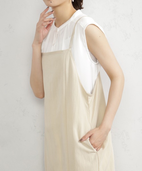 FOUND GOOD（ファウンドグッド）の「Iラインキャミワンピ（ワンピース・レディース・グリーン系5/ブラウン系5/ブラック/アイボリー・S/M/L）」の14枚目の写真