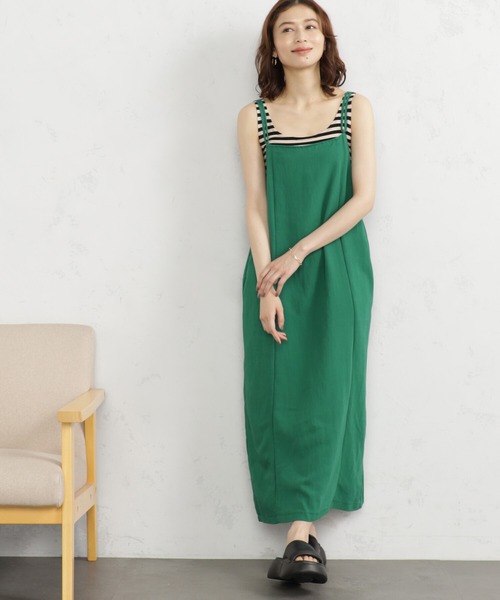 FOUND GOOD（ファウンドグッド）の「Iラインキャミワンピ（ワンピース・レディース・グリーン系5/ブラウン系5/ブラック/アイボリー・S/M/L）」の17枚目の写真