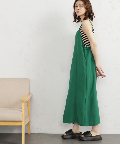 FOUND GOOD（ファウンドグッド）の「Iラインキャミワンピ（ワンピース・レディース・グリーン系5/ブラウン系5/ブラック/アイボリー・S/M/L）」の18枚目の写真