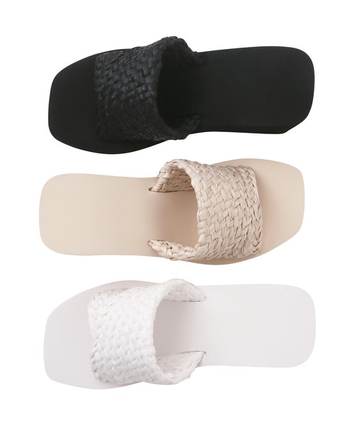 San-ai Resort 三愛水着楽園（サンアイリゾート　サンアイミズギラクエン）の「スクエア編み込みビーチサンダル【San-ai Resort】（サンダル・レディース・ブラック/ベージュ/ホワイト・SMALL/MEDIUM/LARGE）」の10枚目の写真