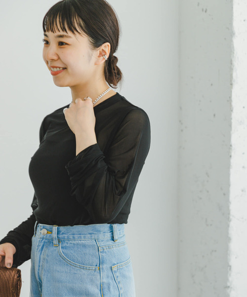 ITEMS URBANRESEARCH(アイテムズ アーバンリサーチ)の「チュールシアーロングTシャツ(Tシャツ/カットソー・レディース・ブラック/ライトブルー/ホワイト・FREE)」の21枚目の写真