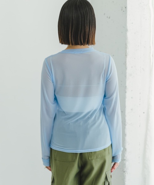 ITEMS URBANRESEARCH(アイテムズ アーバンリサーチ)の「チュールシアーロングTシャツ(Tシャツ/カットソー・レディース・ブラック/ライトブルー/ホワイト・FREE)」の5枚目の写真