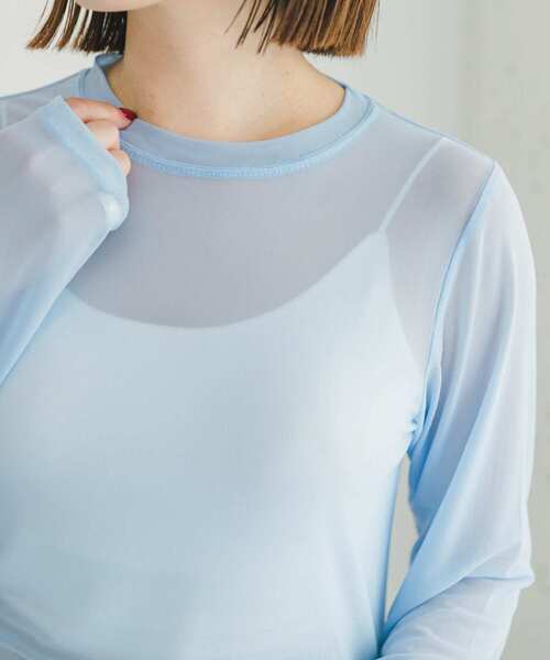 ITEMS URBANRESEARCH(アイテムズ アーバンリサーチ)の「チュールシアーロングTシャツ(Tシャツ/カットソー・レディース・ブラック/ライトブルー/ホワイト・FREE)」の6枚目の写真
