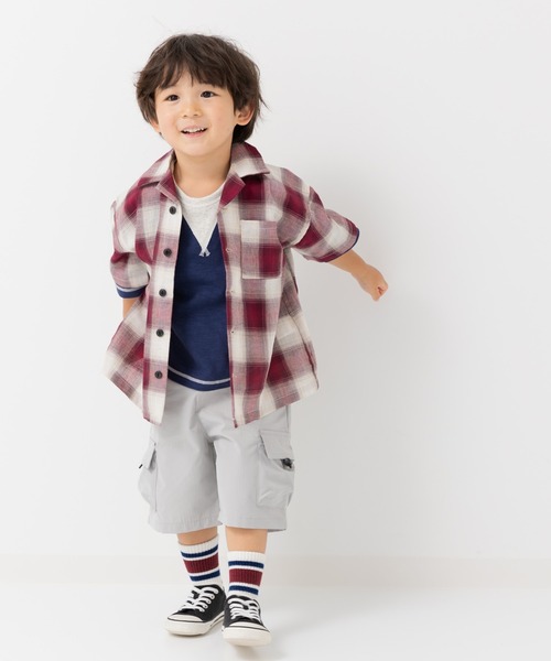 JAM & LINK（ジャムアンドリンク）の「オンブレチェック 半袖シャツ（シャツ/ブラウス・キッズ・レッド/ブラック・100cm/110cm/120cm/130cm/140cm/150cm/160cm）」の11枚目の写真