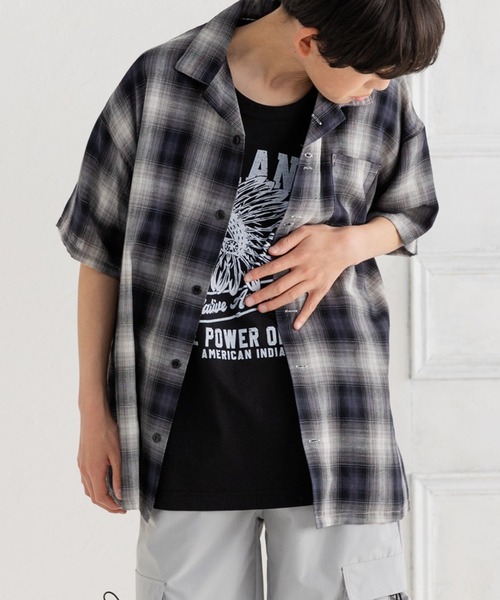 JAM & LINK（ジャムアンドリンク）の「オンブレチェック 半袖シャツ（シャツ/ブラウス・キッズ・レッド/ブラック・100cm/110cm/120cm/130cm/140cm/150cm/160cm）」の21枚目の写真
