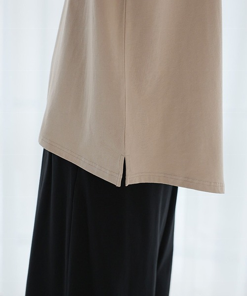 itto...(イット)の「【汗染み対策】モックネックゆったりTシャツ(汗じみ防止加工)(Tシャツ/カットソー・レディース・グレイッシュベージュ/ブルー/オフホワイト/ブラック・XL/M-L)」の15枚目の写真