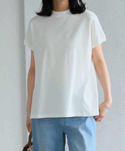 itto...(イット)の「【汗染み対策】モックネックゆったりTシャツ(汗じみ防止加工)(Tシャツ/カットソー・レディース・グレイッシュベージュ/ブルー/オフホワイト/ブラック・XL/M-L)」の8枚目の写真