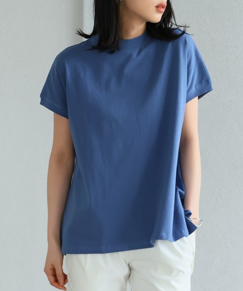 itto...(イット)の「【汗染み対策】モックネックゆったりTシャツ(汗じみ防止加工)(Tシャツ/カットソー・レディース・グレイッシュベージュ/ブルー/オフホワイト/ブラック・XL/M-L)」の20枚目の写真
