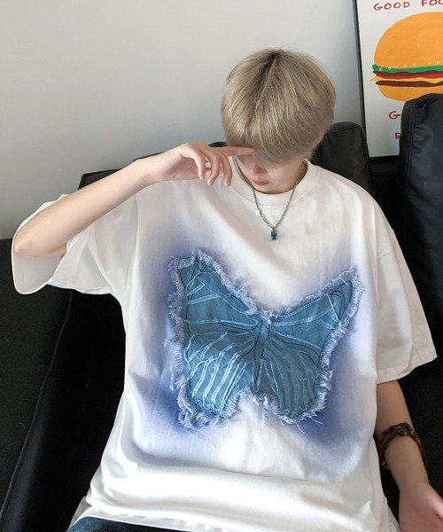 FVLMEN(フルメン)の「【FVLMEN】butterfly denim patch halfsleeve tee/バタフライ デニム パッチ ハーフスリーブ T(Tシャツ/カットソー・メンズ・ホワイト/ブラック・MEDIUM/LARGE)」の12枚目の写真
