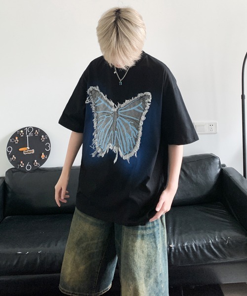 FVLMEN(フルメン)の「【FVLMEN】butterfly denim patch halfsleeve tee/バタフライ デニム パッチ ハーフスリーブ T(Tシャツ/カットソー・メンズ・ホワイト/ブラック・MEDIUM/LARGE)」の18枚目の写真