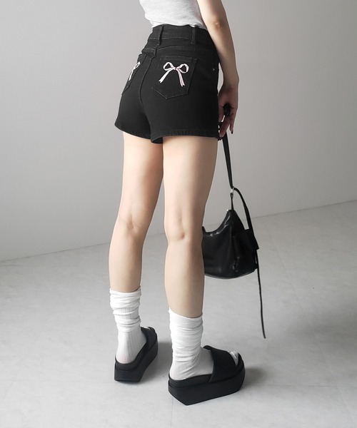 Back Ribbon Nylon Short Pants | レディースファッション通販
