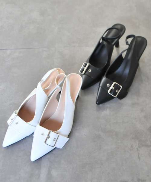 ENVYM（アンビー）の「ベルトポイントミュール（パンプス・レディース・ブラック/ホワイト・22.5cm/23.5cm/24.5cm）」の10枚目の写真