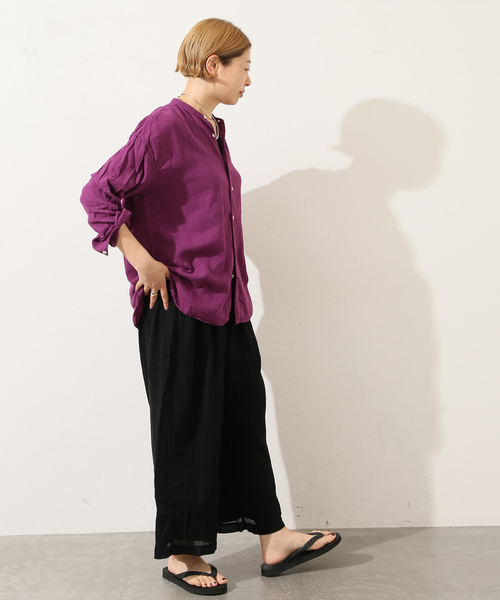 JOURNAL STANDARD LUXE(ジャーナルスタンダード ラックス)の「【ARMEN 】GAUZE GATHERED EASY PANTS(その他パンツ・レディース・ブラック/ライトグレー/パープル・1)」の7枚目の写真